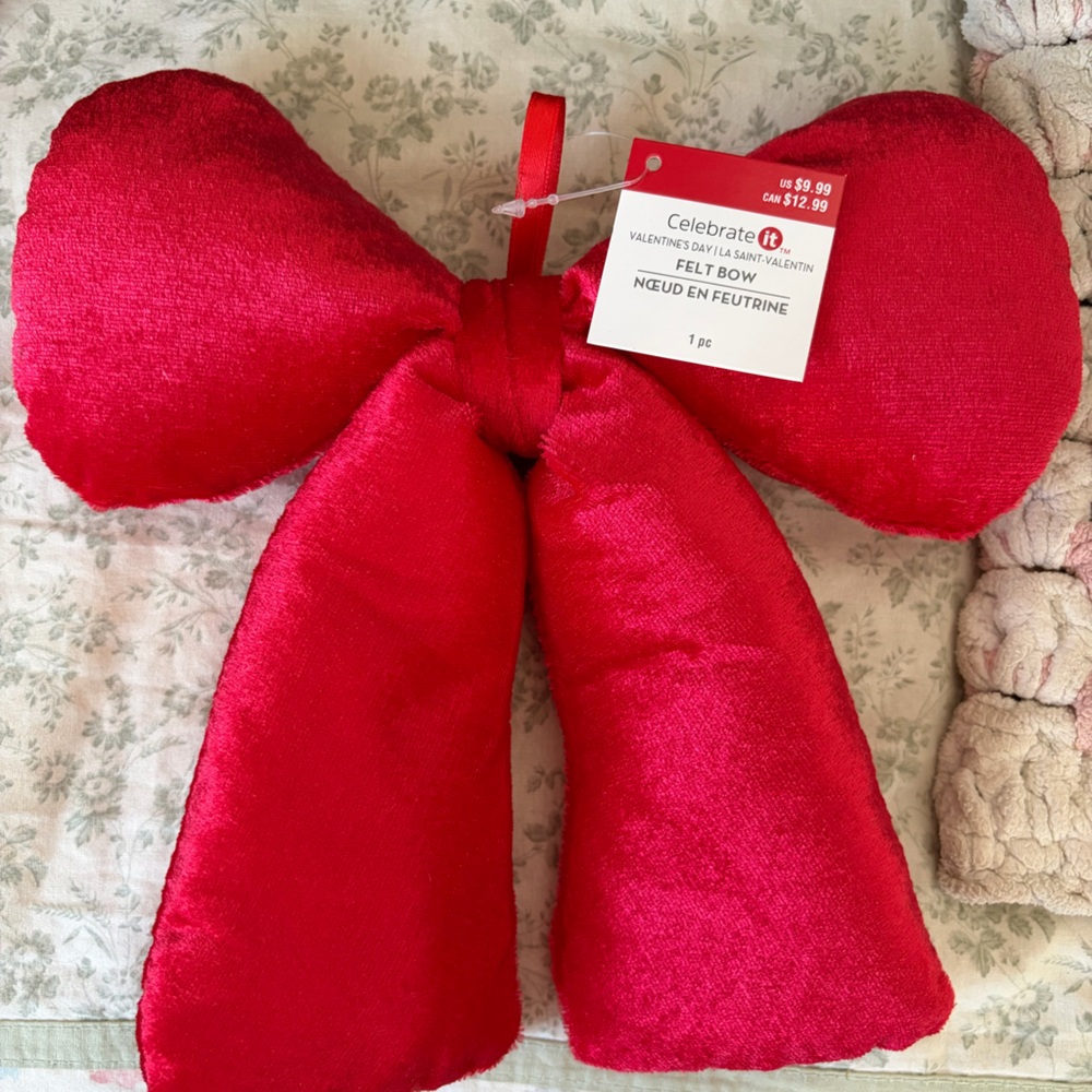 Celebrate It Red Plush Decorative Bow Accent